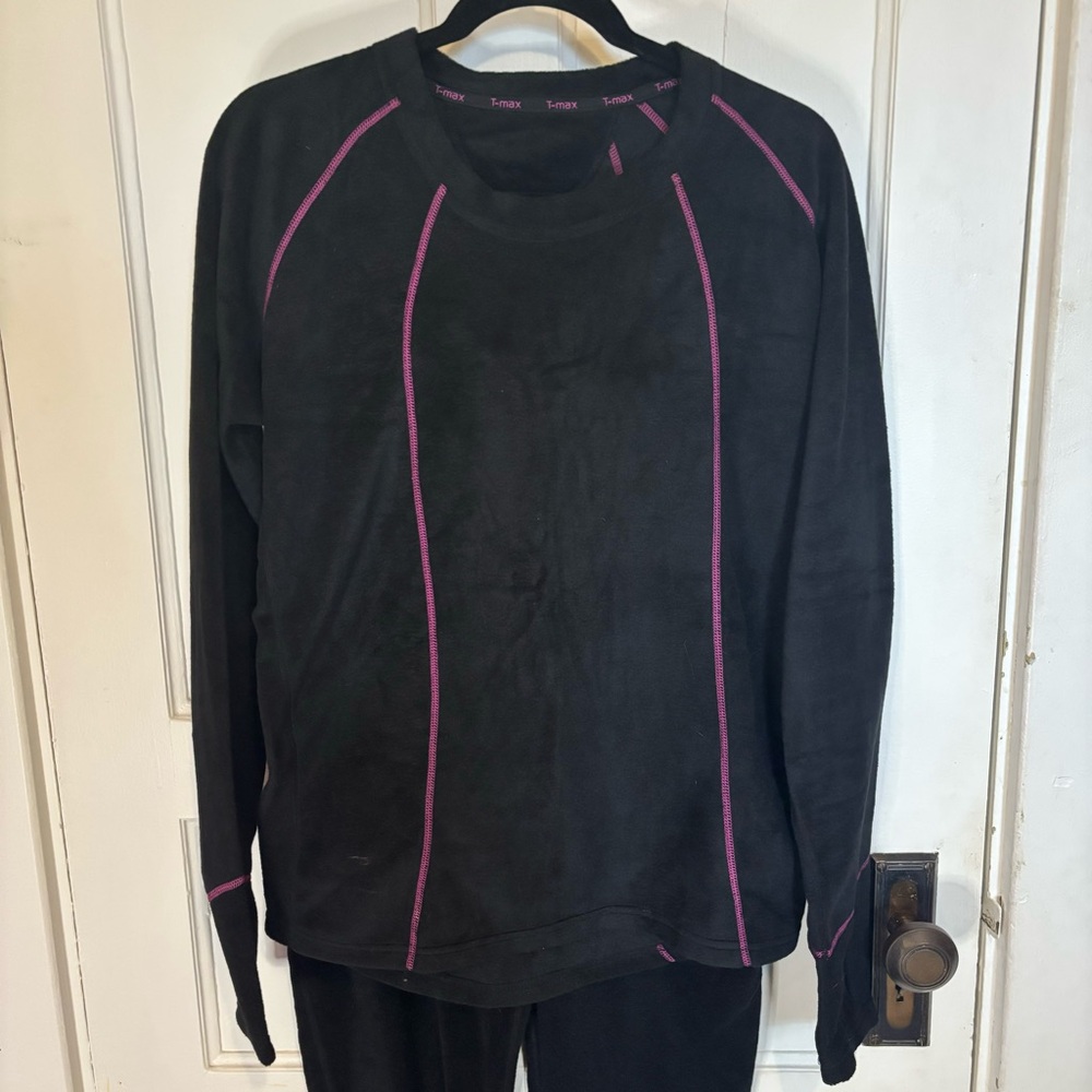 T-Max Women's Long Sleeve TOP LG / Bottom M 2Piece For Warm Temp Comfy Cozy
